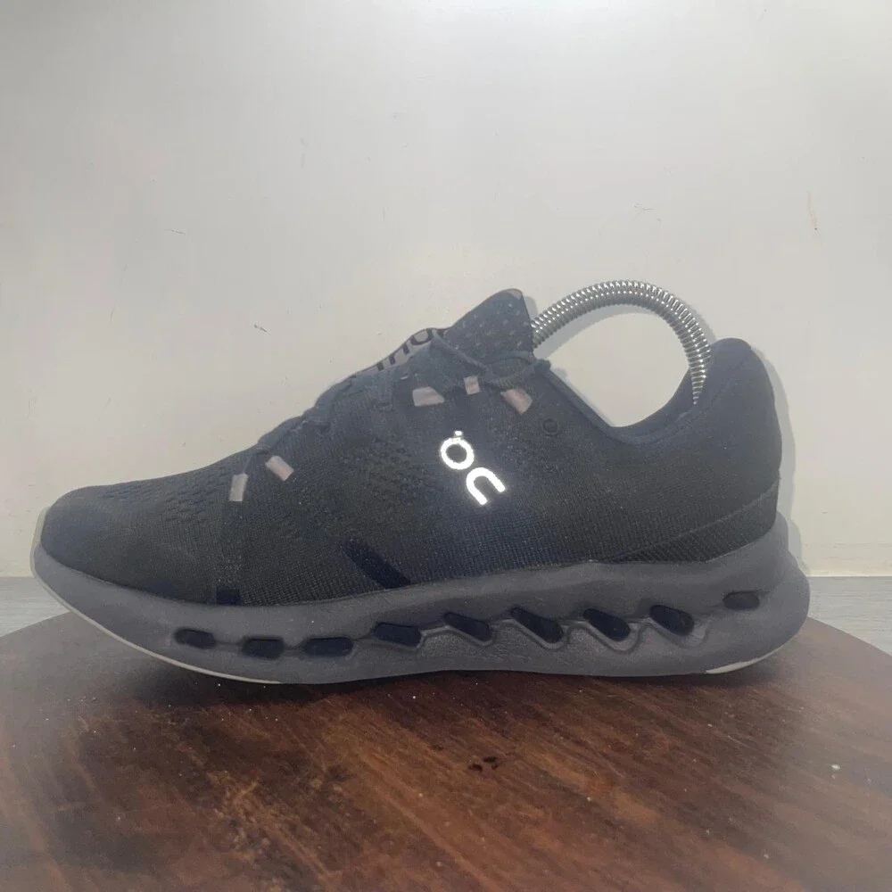 On Cloudsurfer Mens Size 7.5 All Black Athletic Running Walking Shoes Sneakers